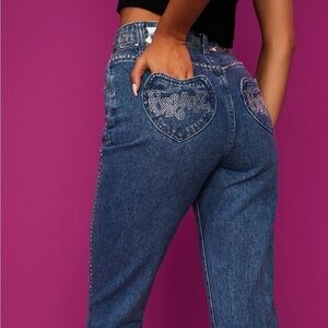Dolls Kill Brats Ankle Jeans with Rhinestone Accents